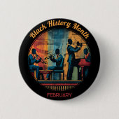 Black History Month Jazz Band Pinback Button 缶バッジ (正面)