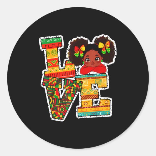 Black History Month Love Afro Toddler Girls Americ ラウンドシール (正面)