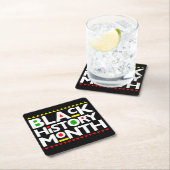 Black History Month Melanin King Queen Sista Bruh スクエアペーパーコースター (インサイチュ)