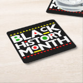 Black History Month Melanin King Queen Sista Bruh スクエアペーパーコースター (アングル)