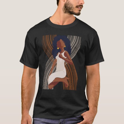 Black History Month Minimalist Queen Melanin Boho  Tシャツ (正面)