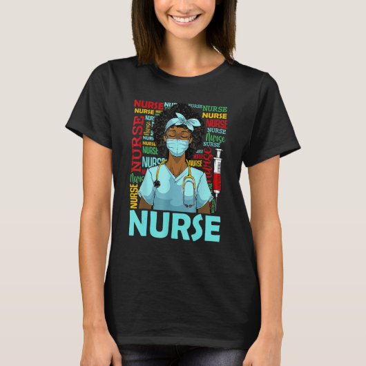 Black History Month Nurse Afro Girl Womens Day Gra Tシャツ (正面)