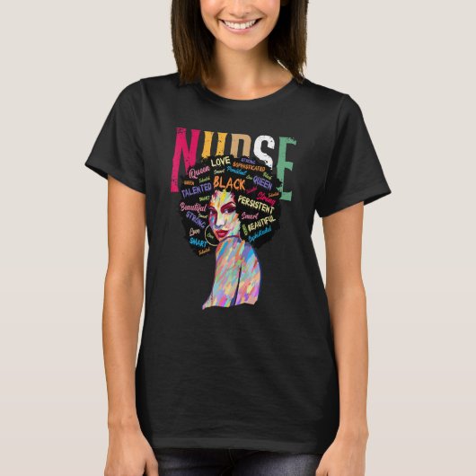 Black History Month Nurse Black Girl Melanin BLM A Tシャツ (正面)