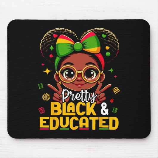 Black History Month Pretty Black Educated African  マウスパッド (正面)