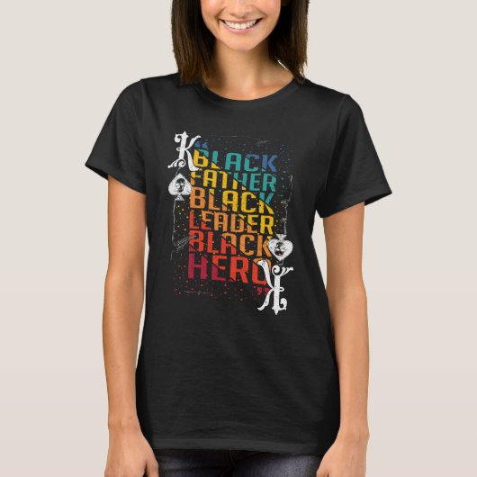 Black History Month Proud Black Poker Father Tシャツ (正面)