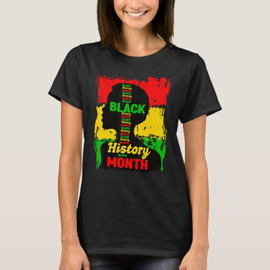 Black History Month Queen Melanin Afro African Pri Tシャツ (正面)