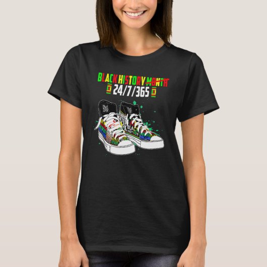 Black History Month Shoes 24 7 365 African America Tシャツ (正面)