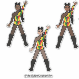 Black History Month Tri Color Dancers シール