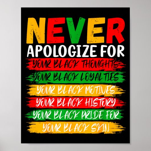 Black History Never Apologize For Your Blackness M ポスター (正面)