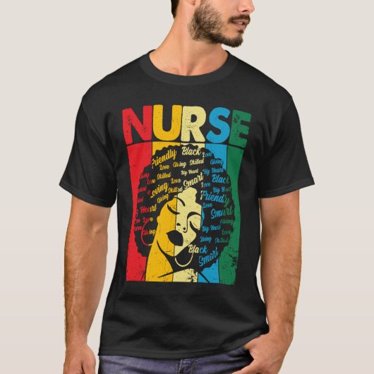 Black History Nurse African American Pride Afro Wo Tシャツ (正面)