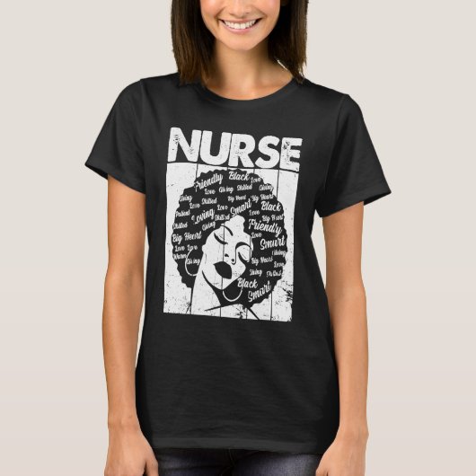 Black History Nurse African American Pride Afro Wo Tシャツ (正面)
