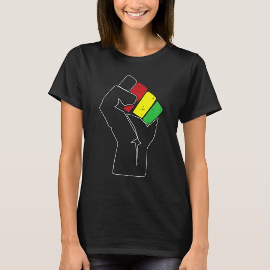 Black History Power Fist Africa Flag African Ameri Tシャツ (正面)
