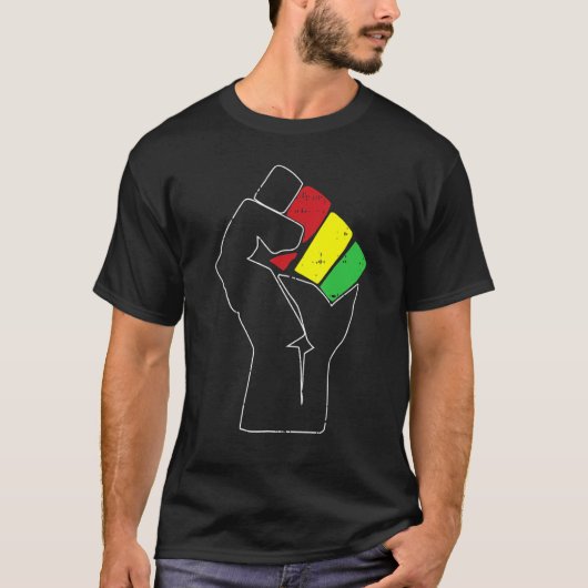 Black History Power Fist Africa Flag African Ameri Tシャツ (正面)