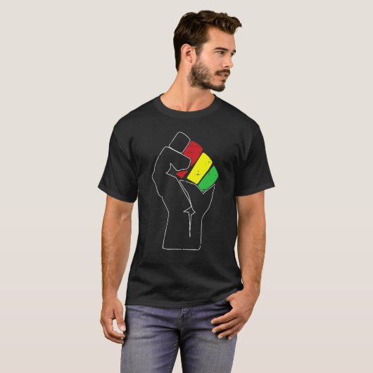 Black History Power Fist Africa Flag African Ameri Tシャツ (正面フル)