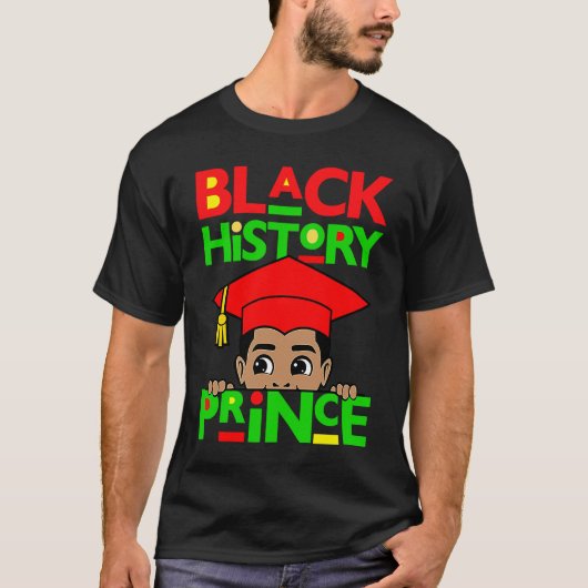 Black History Prince Melanin Boy Son Bruh Brown Sk Tシャツ (正面)