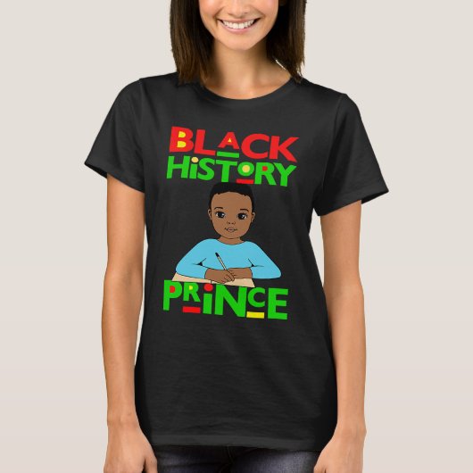 Black History Prince Melanin Boy Son Bruh Brown Sk Tシャツ (正面)