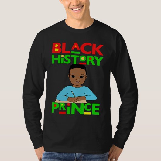 Black History Prince Melanin Boy Son Bruh Brown Sk Tシャツ (正面)