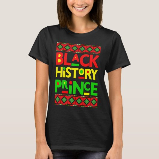 Black History Prince Melanin Boy Son Bruh Brown Sk Tシャツ (正面)