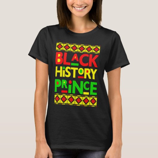 Black History Prince Melanin Boy Son Bruh Brown Sk Tシャツ (正面)