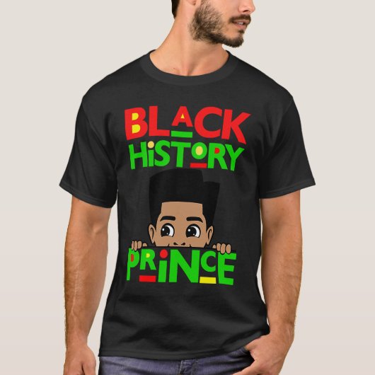 Black History Prince Melanin Boy Son Bruh Brown Sk Tシャツ (正面)