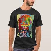 Black History Queen BHM Melanin Skin Pride Afro Gi Tシャツ (正面)