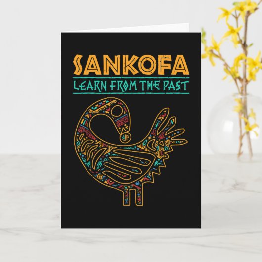 Black History Sankofa African Bird Junenth カード (黄色い花)