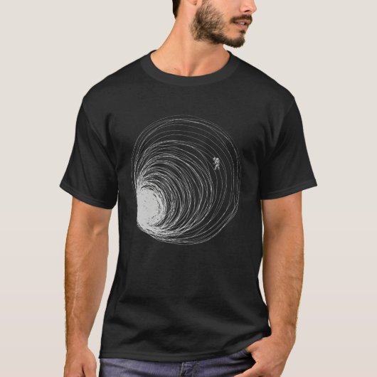 Black Hole Astronaut Lost Space Illustration Unive Tシャツ (正面)