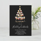 Black Holiday Cocktail - Elegant Christmas Party 招待状 (スタンド正面)