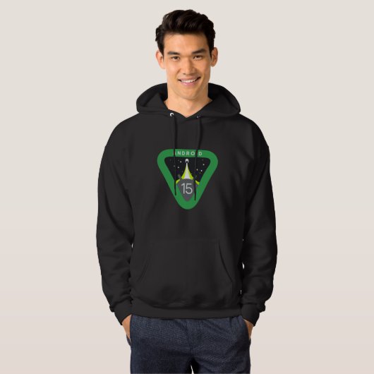 Black hoodie, Android version print  パーカ (正面フル)