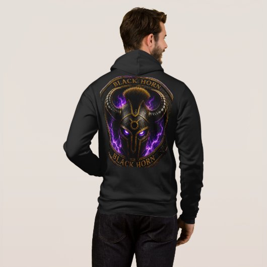 Black Horn – Casque Guerrier Viking Noir et Or, Éc パーカ (裏面フル)
