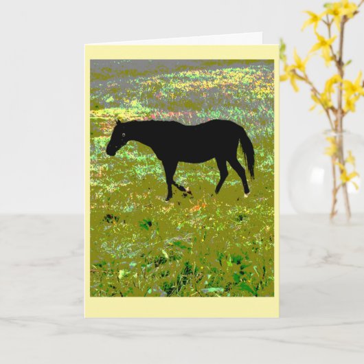 Black horse graphic art card カード (黄色い花)
