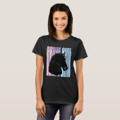 Black Horse Head Silhouette Riding Lover Funny Hor Tシャツ (正面フル)