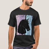 Black Horse Head Silhouette Riding Lover Funny Hor Tシャツ (正面)