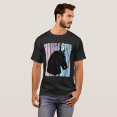 Black Horse Head Silhouette Riding Lover Funny Hor Tシャツ (正面フル)