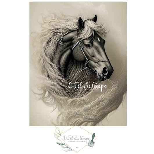 Black Horse in black and white 薄葉紙