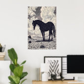 Black Horse Wall Art Graphic Ink Drawing ポスター (ホームオフィス)