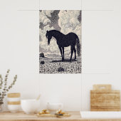Black Horse Wall Art Graphic Ink Drawing ポスター (キッチン)