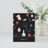 Black Hospital Equipment Doctor Nurse Thank You ポストカード (スタンド正面)