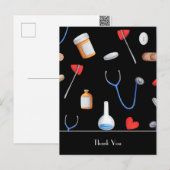 Black Hospital Equipment Doctor Nurse Thank You ポストカード (正面/裏面)
