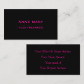 Black Hot Pink Retro Modern Trendy Professional 名刺 (正面/裏面)