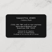 Black Houndstooth Substitute Teacher Contact Info 名刺 (裏面)