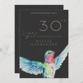 Black Hummingbird ANY Surprise Birthday Invitation 招待状 (正面/裏面)