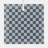 Black ice checkered board pattern ガラスオーナメント (正面)