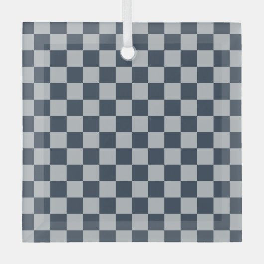 Black ice checkered board pattern ガラスオーナメント (正面)