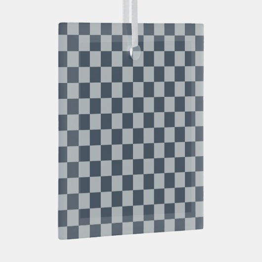 Black ice checkered board pattern ガラスオーナメント (正面右)