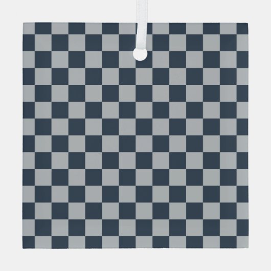 Black ice checkered board pattern ガラスオーナメント (裏面)