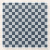 Black ice checkered board pattern ガラスコースター (正面)