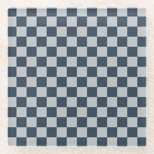 Black ice checkered board pattern ガラスコースター (正面)