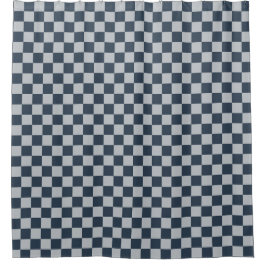 Black ice checkered board pattern シャワーカーテン