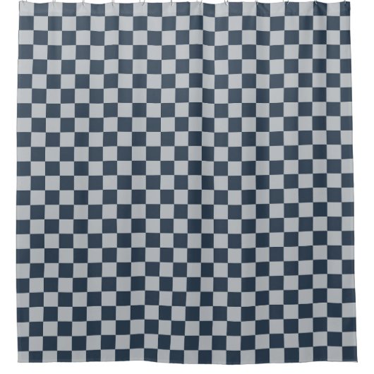 Black ice checkered board pattern シャワーカーテン (正面)
